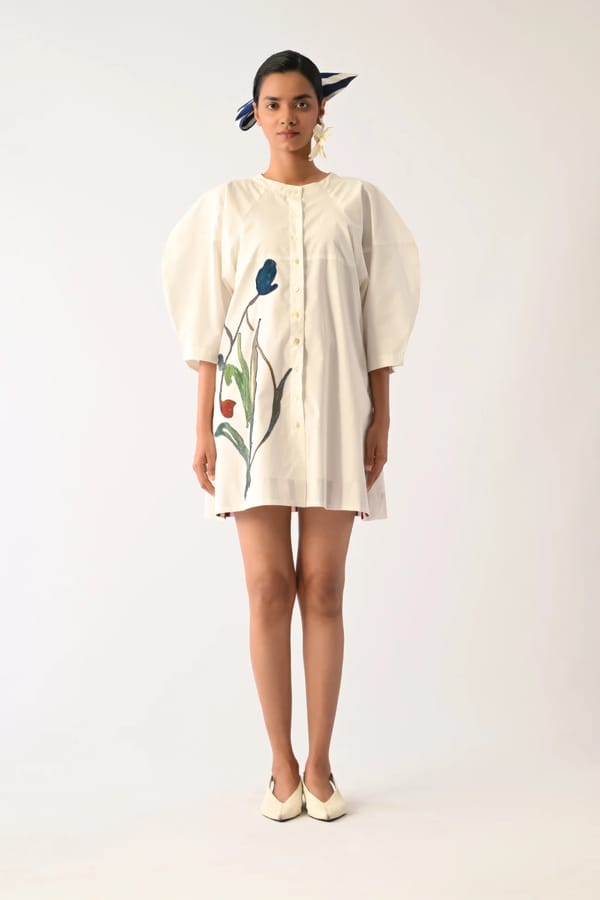 Botanica Ivory Bubble Aline Applique Dress — Ofrida