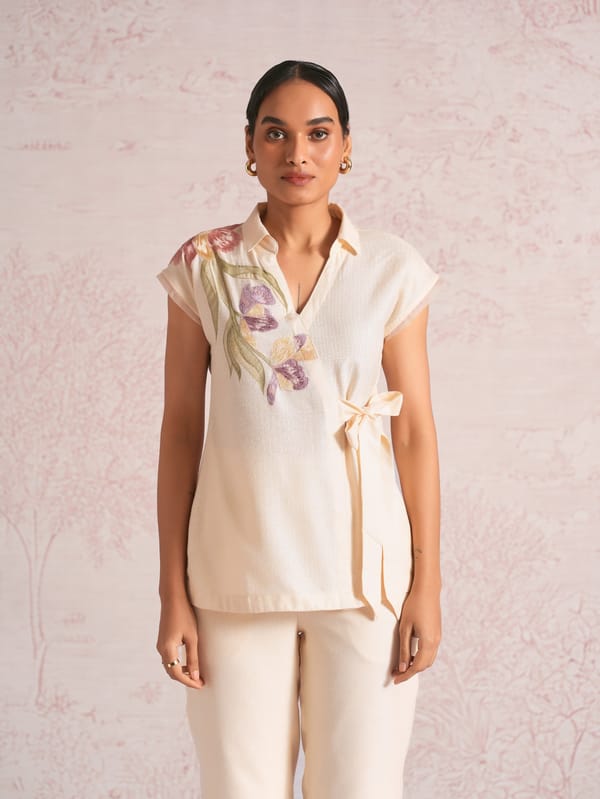 Painted Petals Wrap Top — Kaveri