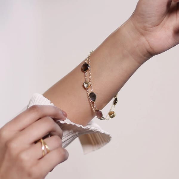 Dual Layer Gem Bracelet in Strawberry Quartz — Aura Fine Jewellery