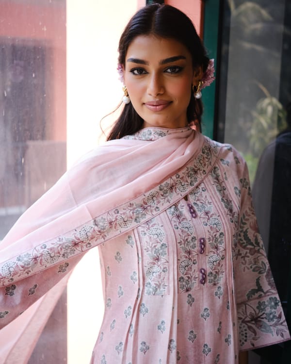 Pastel Rose Cotton Flex A-Line Kurta Set — Truly SMA