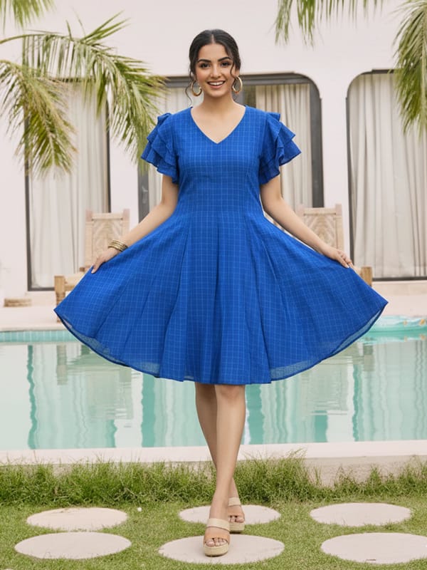 Blue Lagoon Checked Dress — HOUSE OF FETT