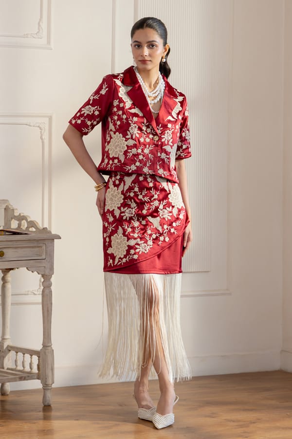 Persian Bloom Embroidered Fringed Set — BOHO-CHIC