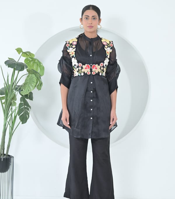 Botanical Small Flower Detachable Coti Long Tunic Set — RUCHIKA MALLIKA LABEL