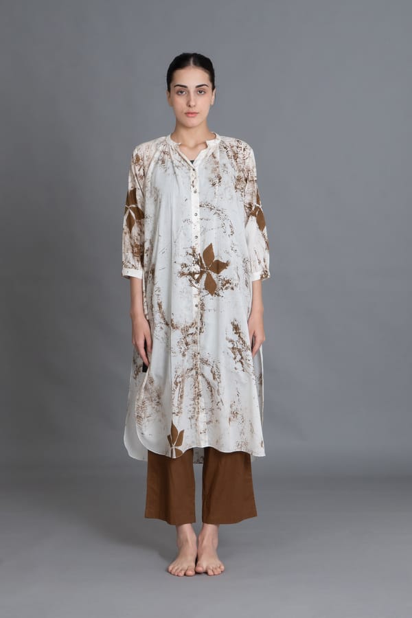 Earthy Brown Print Dress Co-ord — Khat
