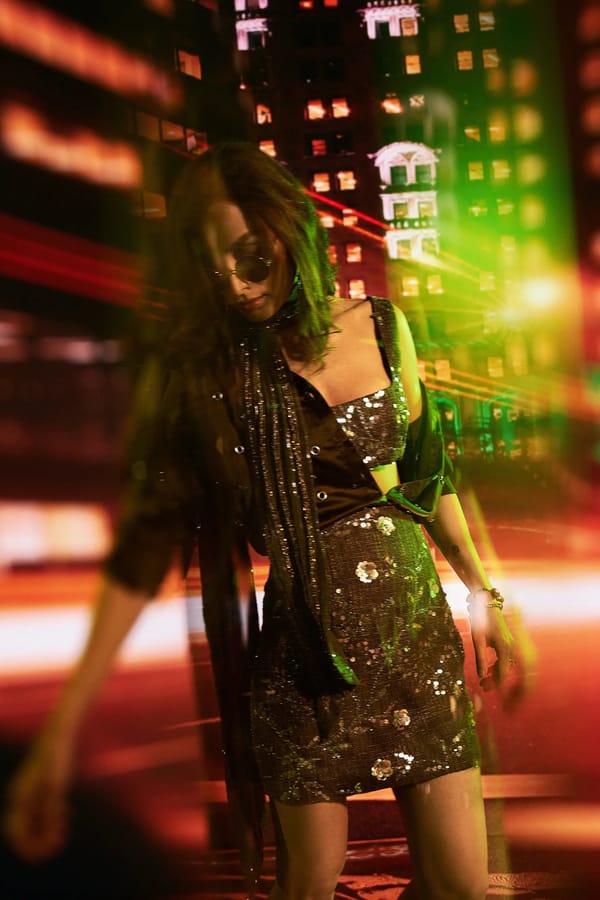 Olive Green Sequin-Embellished Tweed Mini Skirt — Torqadorn