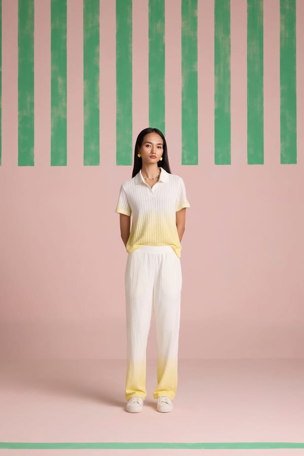 Butter Yellow Ombre Crochet Knit Co-ord Set — Muvazo