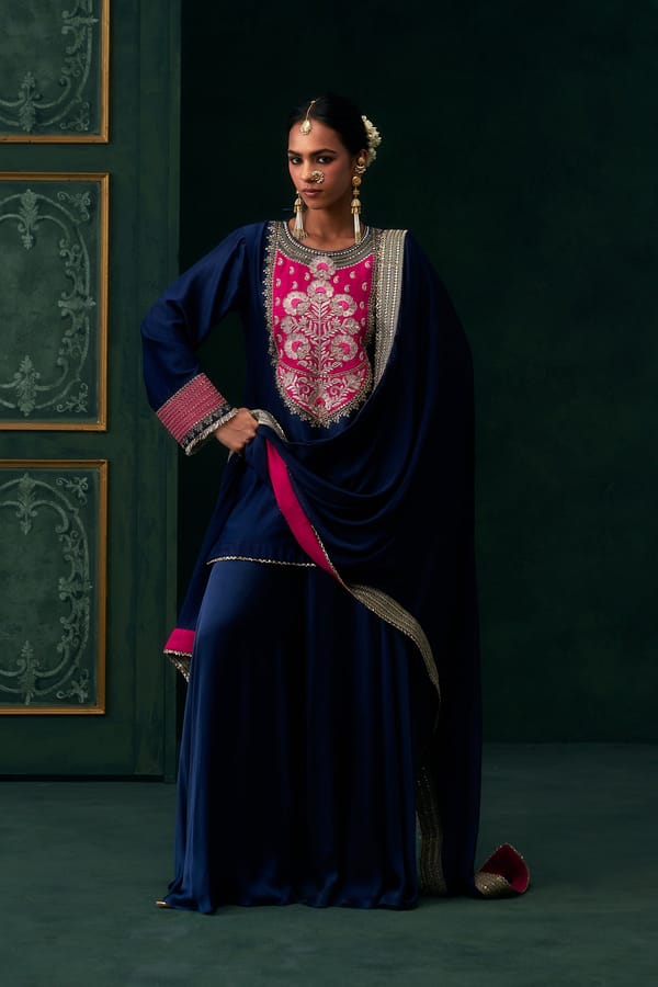 Zunaira Chanderi Satin Embroidered Suit Set — NEETIKA CHOPRA