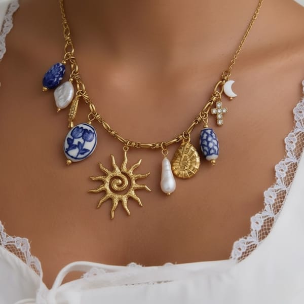 Rainbow Sun Pendant Charm Necklace — Inaya Accessories
