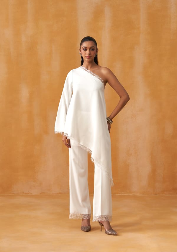 Lace Co-ord Set (White) — AMOSHI