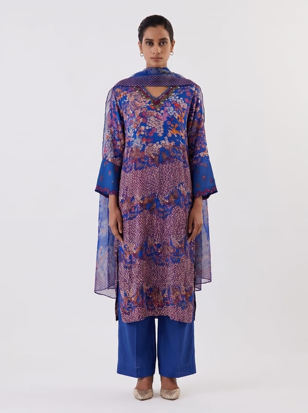 Water Glimmer Organza Kurta Set — Kavita Bhartia