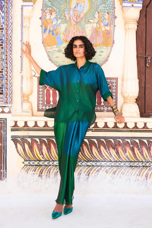 Colour Blocking Benares Tissue Skirt — Dash and Dot