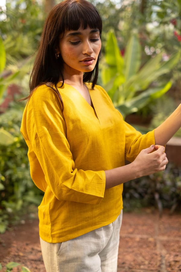 Linen V Neck Top — Creatures of Habit