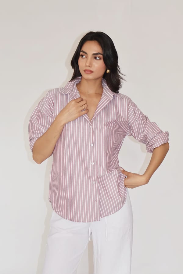 Brown Striped Oversized Shirt � Canva — Select Staples