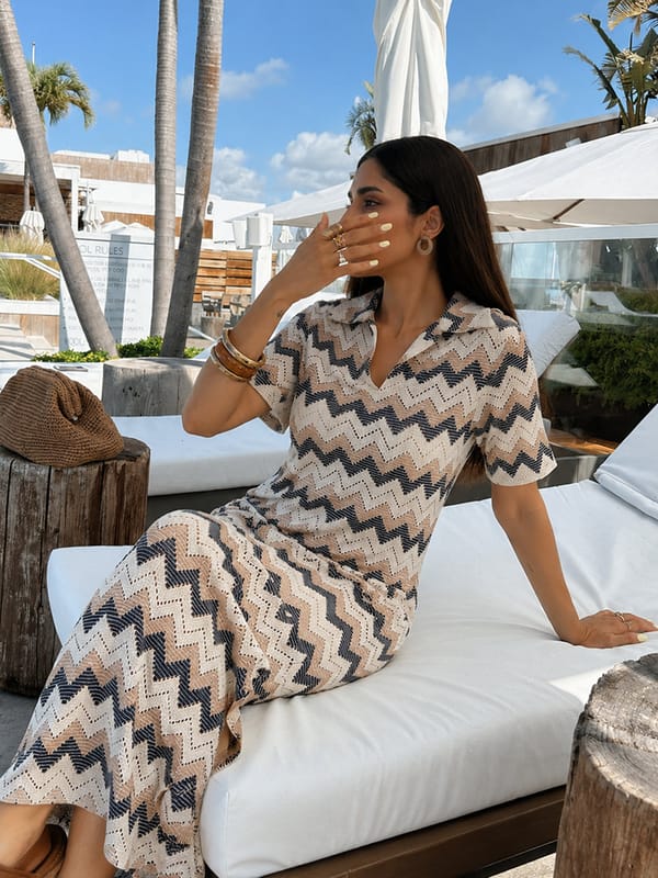 Multi Chevron Crochet Maxi Dress — Femmella