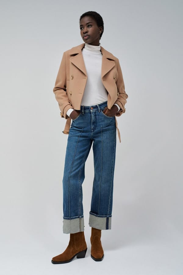 Ice Bleach High-Rise Wide-Leg Jeans with Cuffed Hem — SALSA JEANS