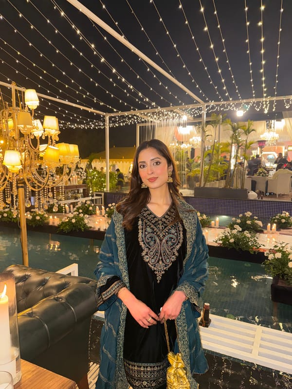 Black Velvet Embroidered Kurta Set with Teal Dupatta — INCHING INDIA