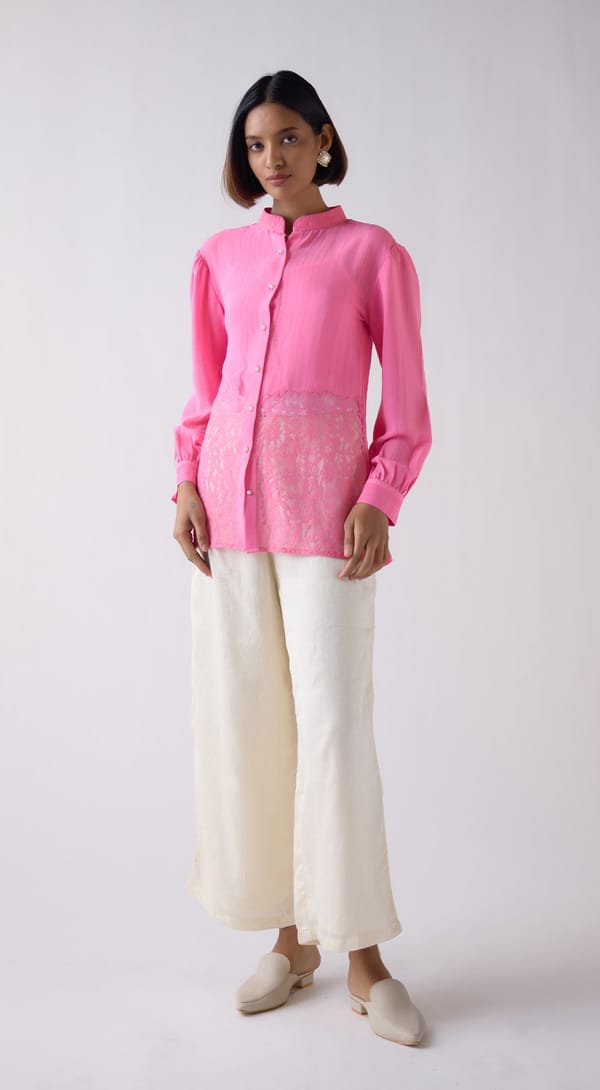 Pink Shantley Lace Shirt — Basanti Kapde aur Koffee