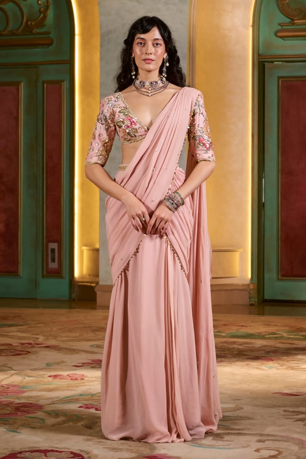 Kaia Saree Set ��Light Rose — Paulmi and Harsh
