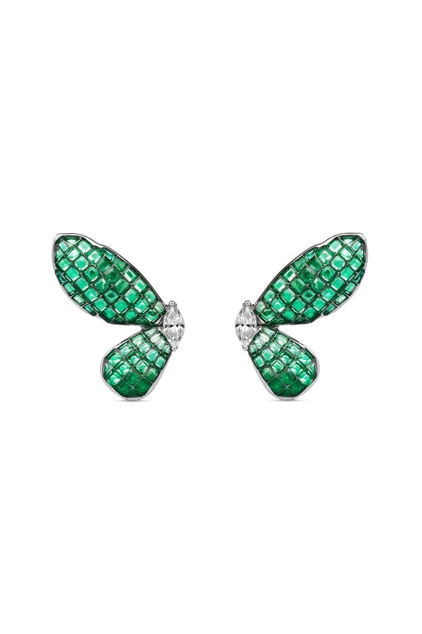 Emerald Green Harmony Wings Studs Earrings — Miss Jo