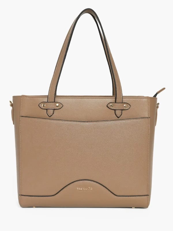 Ardor Grained Tote Beige 15 Inches — The Gusto