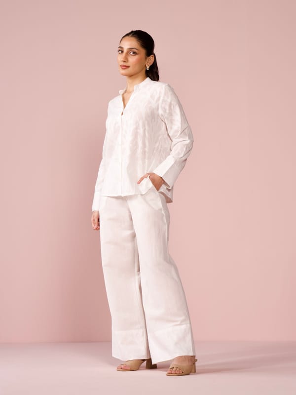 Seaside Linen Blend Jacquard Co-ord Set — Cosset Clothing