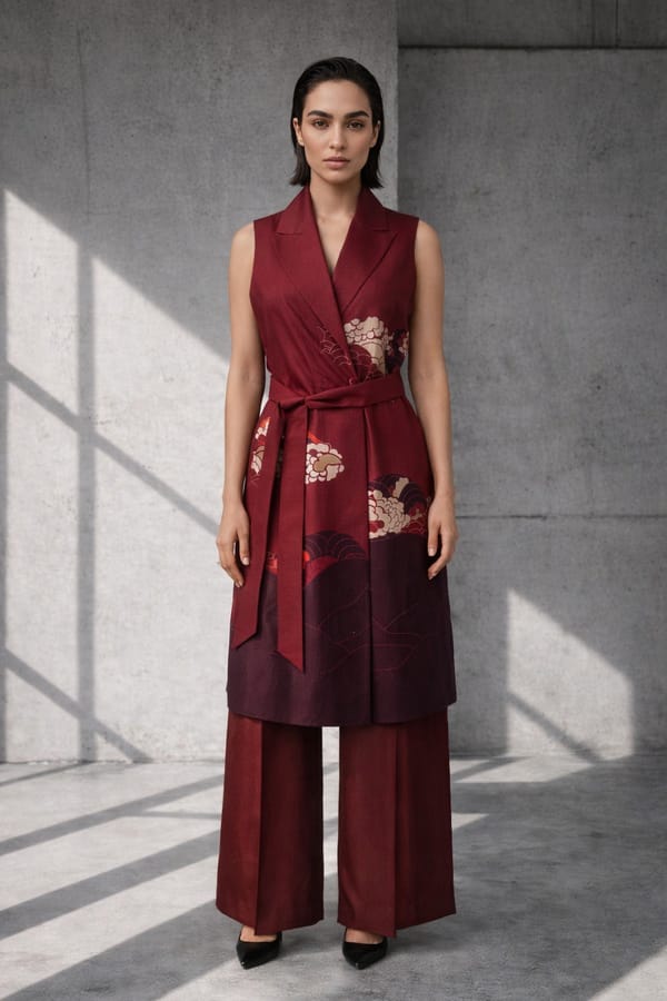 Mizu Maroon Blazer Set — OJA