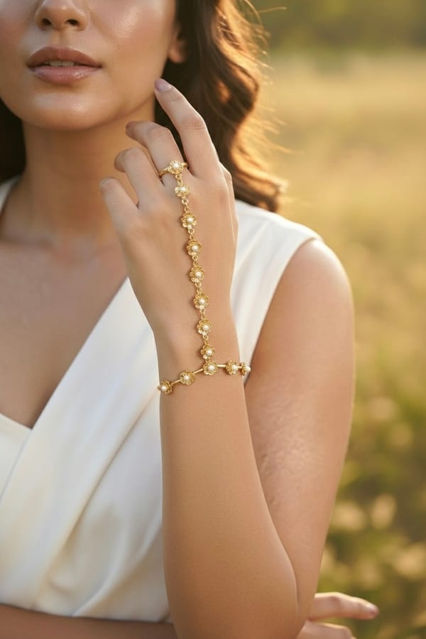 Gulistan Pearl Hand Harness — Jewellery by Mitali Jain