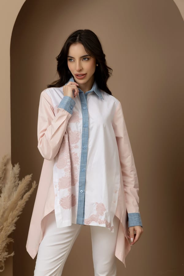 Blush Cotton/Lace 3 Way Shirt Pink — Rhe-Ana