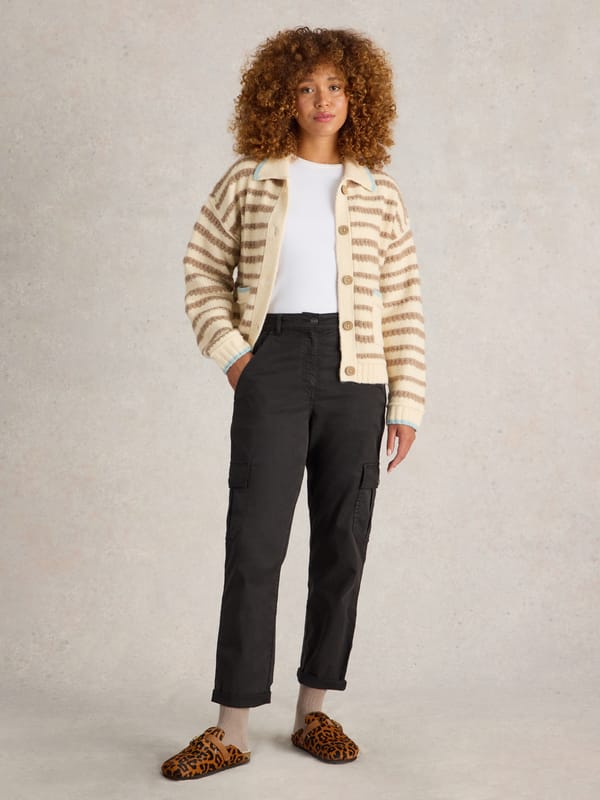 Black Mid-Rise Cargo Trousers with Utility Pockets — White Stuff