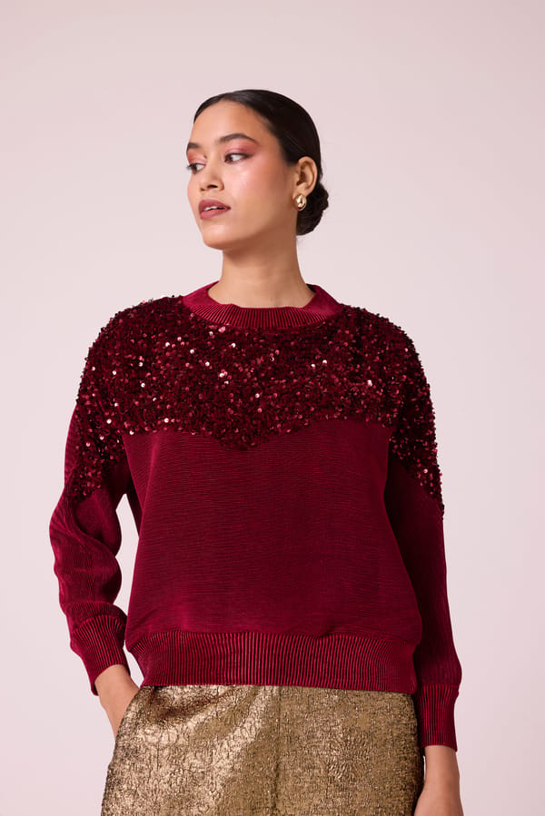Corene Velvet Top — Scarlet Sage