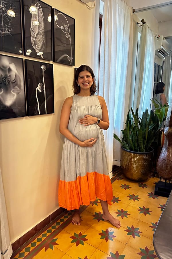 Grey/Orange Halter Neck Tiered Maxi Dress — Neora