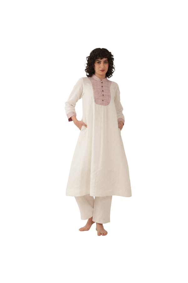 Rough Embroidery Lilen Dress Co-ord — Khat