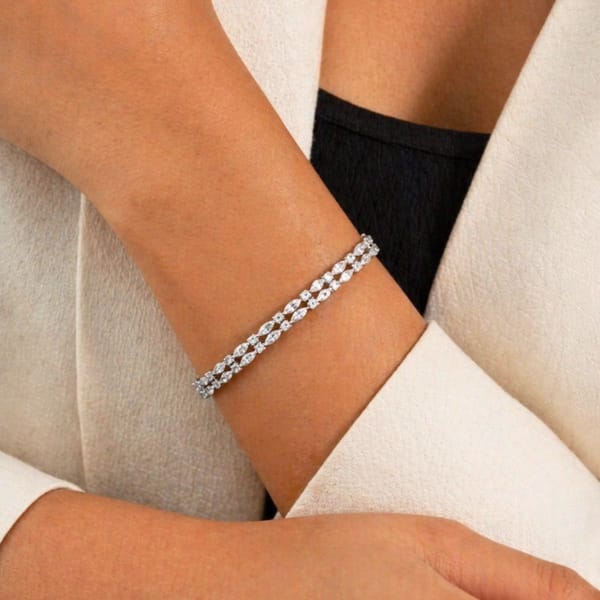 Silver Shimmering Crystal Tennis Bracelet, Elianne — Inaya Accessories