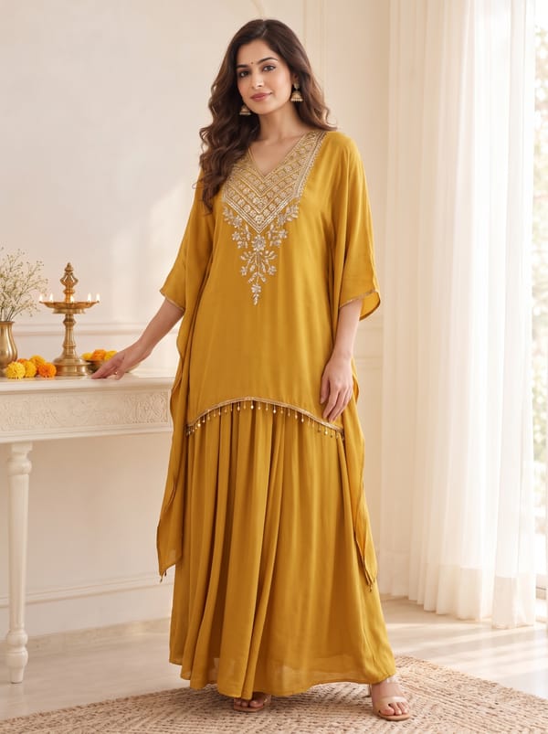Rumi Crepe Kaftan Skirt Set — RASIYA