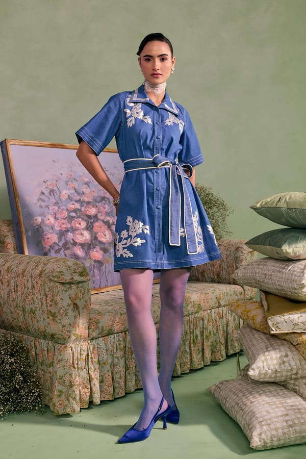 Azure Bloom Patch Dress — SURABHI ARYA