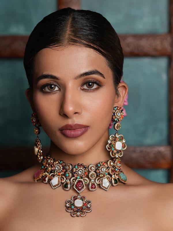Navrattan Antique Polish Necklace — Cao Jewellery
