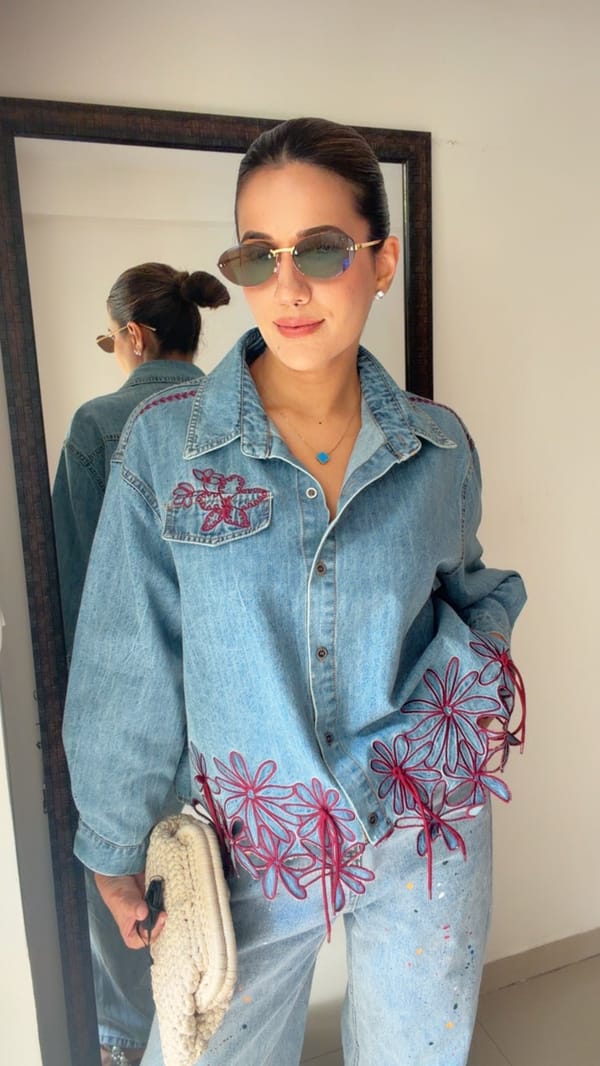 Flora Embroidered Denim Shirt — CLOSET AFFAIR