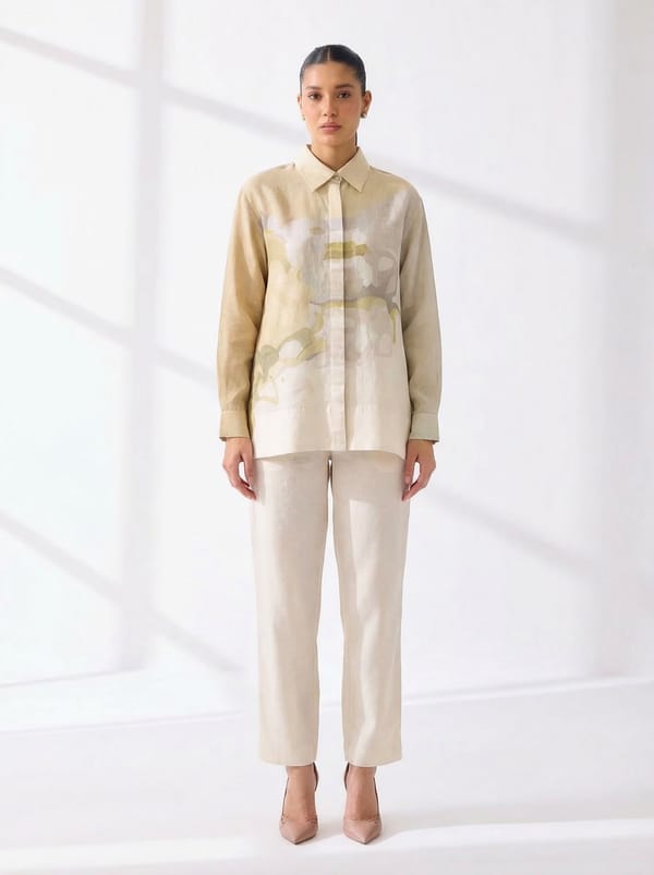 Green Kurta Set Linen — CLOS