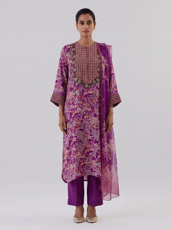 Water Glimmer Crepe Kurta Set — Kavita Bhartia