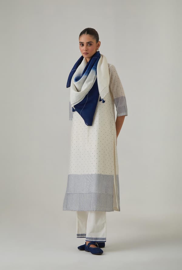 Silk Chanderi Polka Dot Long Kurta & Pant — Upavita