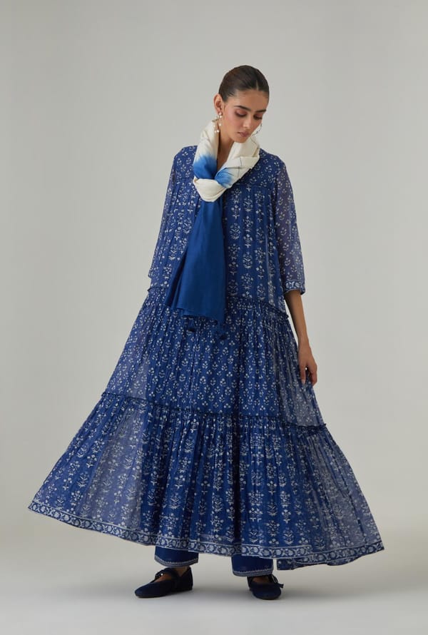 Hand Block Printed 3 Tiered Kurta — Upavita