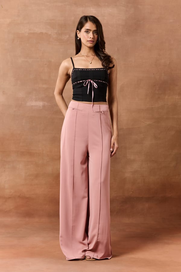 Black Power Lycra Scoop-Neck Crop Top with Bow Detail — Lea Clothing