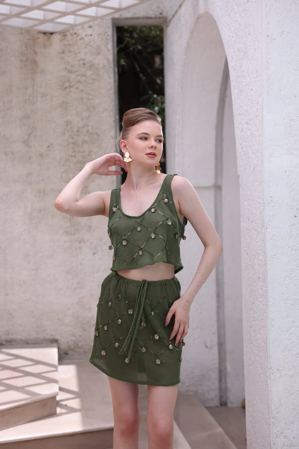 Olive Embellished Co-ord Set — EDITION II