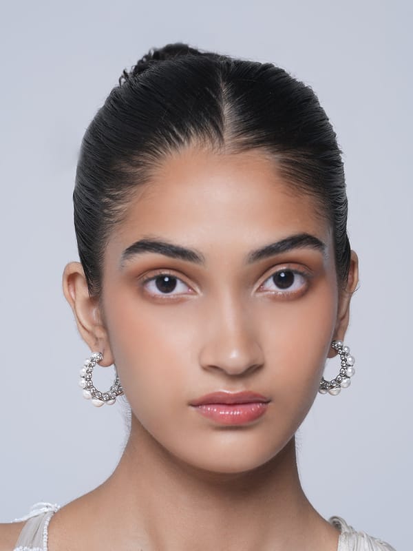 White Pearls AD Bali Earrings — Cao Jewellery