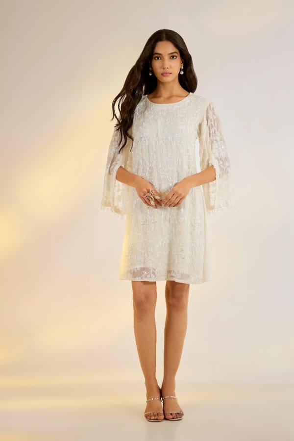 Ivory Embroidered Dress — EWOKE STUDIO