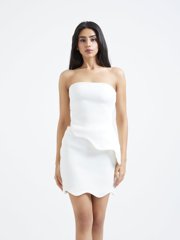 Off-White Strapless Top and Mini Skirt Co-ord Set — OZEQO