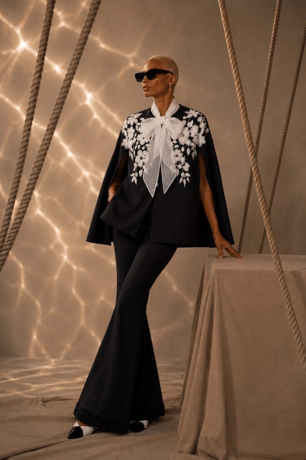 Bennet Embroidered Cape with Detachable Organza — AKSH