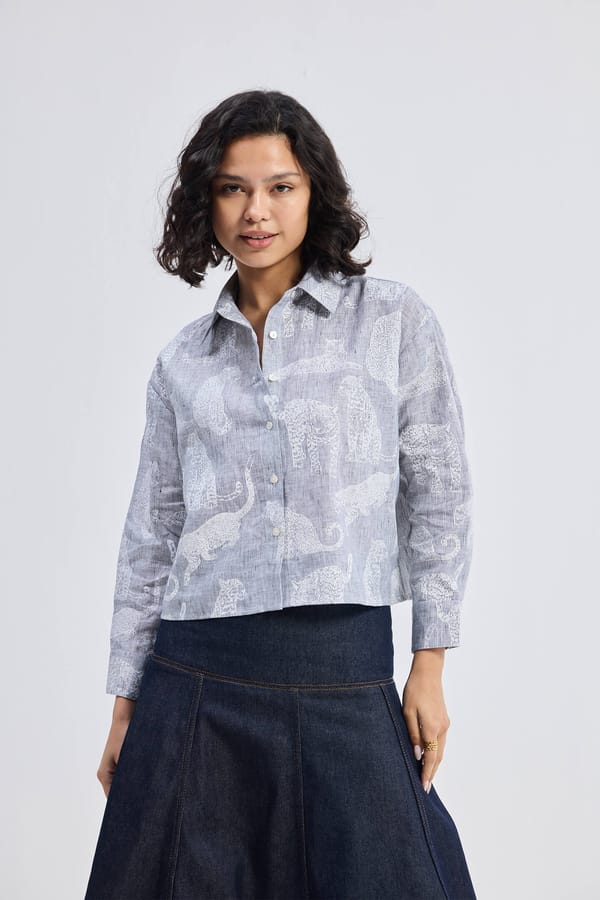 Oversized Boxy-Fit Shirt In Animal Print — REISTOR