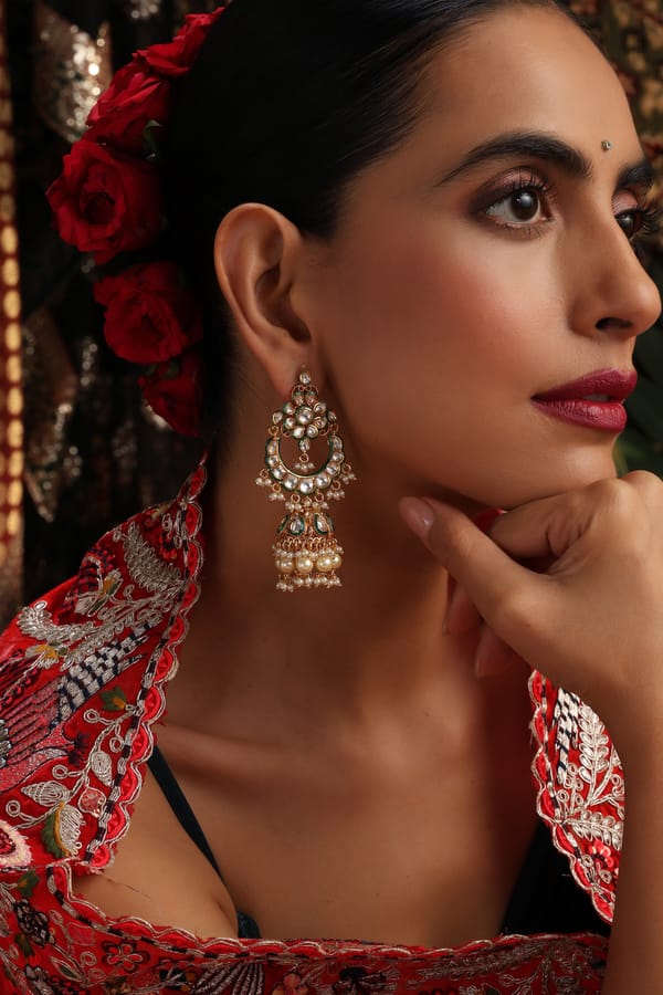 Sargam Gold Polki Jhumka Earrings — Swabhimann