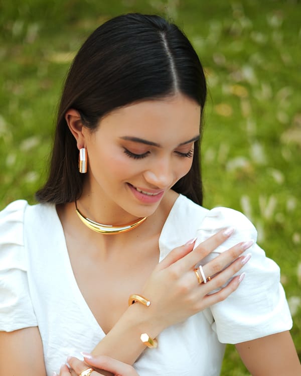 Hexa Enamel Gold Cuff — Varnika Arora